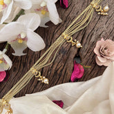 Vriksham Antique Gold Flgaro & Half Moon Drop Champ Hipchain-White-Pearls-G20787